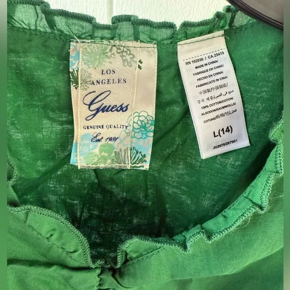 Guess Green Tiered Tie-Dye Maxi Dress with Smocked Bodice - Picture 3 of 6